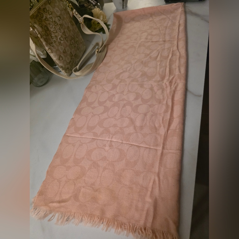 Coach Blush Pink Monogram Scarf / Wrap